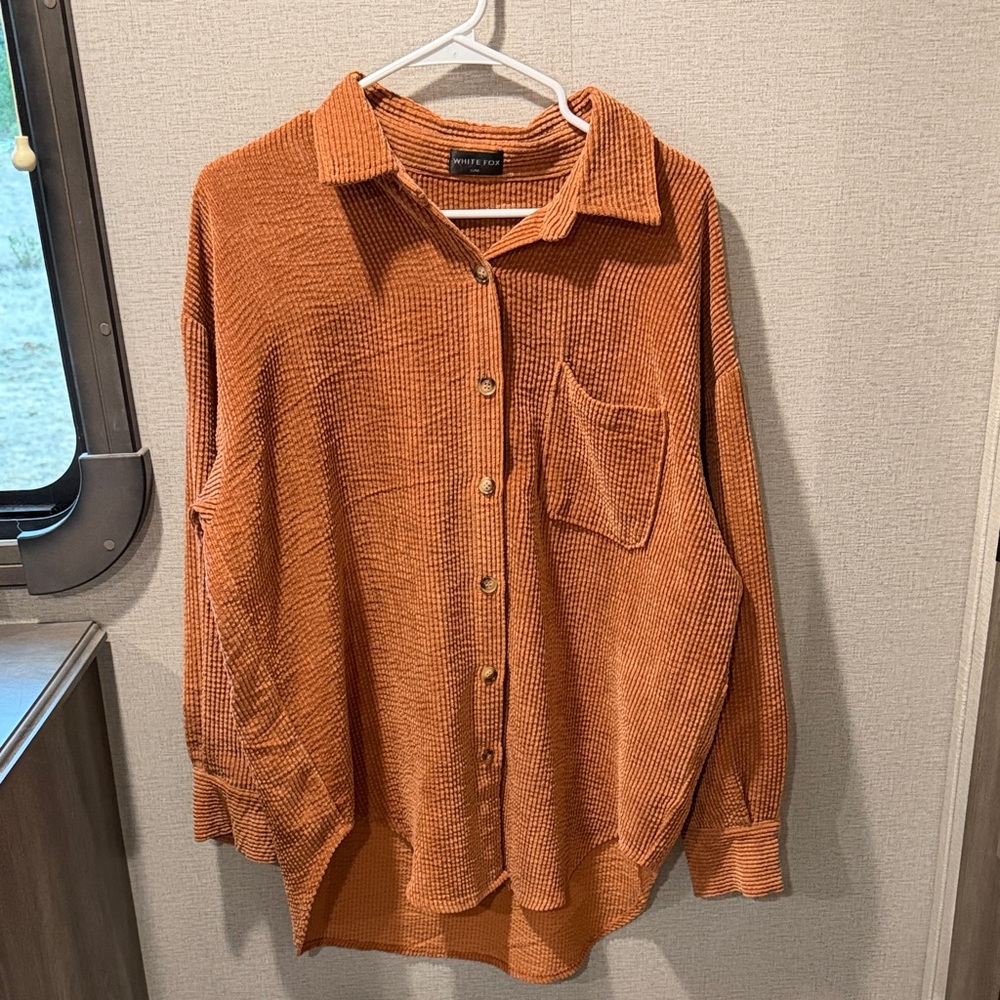 White Fox Boutique Women's Pink/Orange Button-Down Shirt